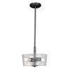 Ablo 2-Light Semi-Flush/Pendant, Clear Glass, 2x60W, 120V, Medium Base, Brushed Nickel/Black/Aged Brass