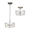 Ablo 2-Light Semi-Flush/Pendant, Clear Glass, 2x60W, 120V, Medium Base, Brushed Nickel/Black/Aged Brass