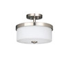 Burling 2-Light Pendant/Semi-Flush Convertible, 2x60W, 120V, Medium Base, Frosted White Glass, Brushed Nickel|Black|Aged Brass