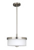Burling 2-Light Pendant/Semi-Flush Convertible, 2x60W, 120V, Medium Base, Frosted White Glass, Brushed Nickel|Black|Aged Brass
