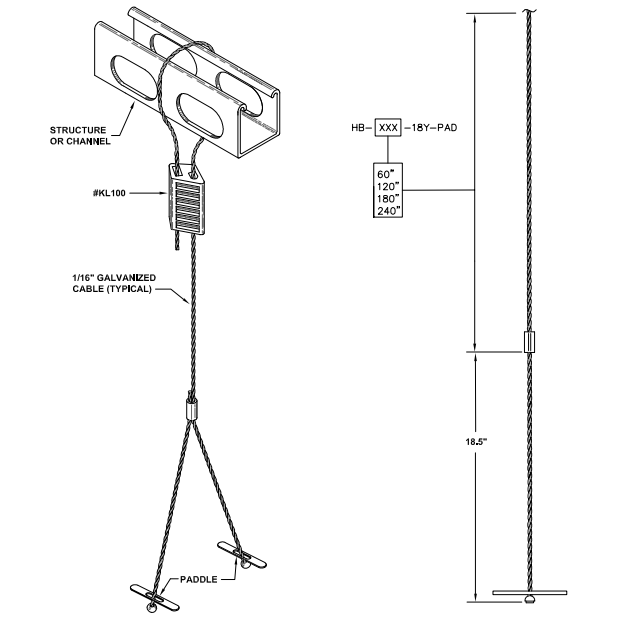T5HO and LED High Bay Y Cable Hanging Kit