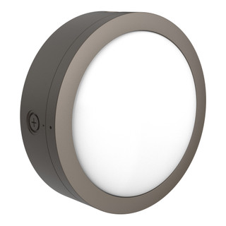 LED 14in Round Flat Bulkhead 36/48/60W 30/40/50K Photocell, Brz