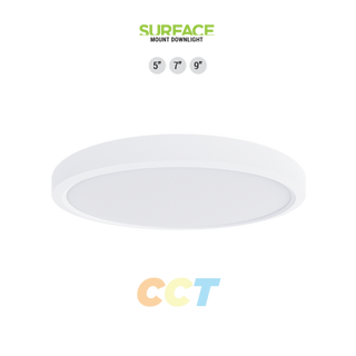 5-Inch 10 Watt Round LED Surface Mount Downlight 5CCT, White Finish
