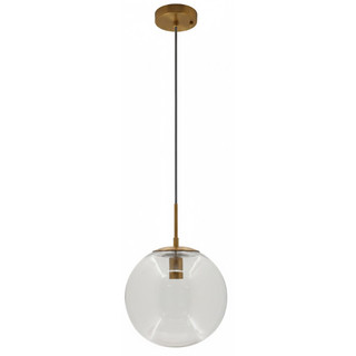 Lamp-Ready Architectural Globe Pendant, 8in Seeded Glass, E26 Base, 67in Suspension