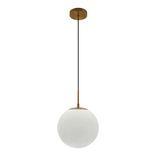 Westgate 12 in. Frosted Glass LED 12W 600LM 5-CCT Architectural Globe Pendant 67 in. - Gold