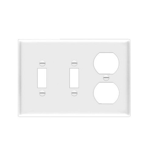 Combination Three-Gang Wall Plate – 2 Toggle and Duplex Receptacle