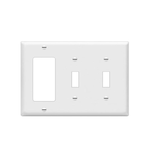 Combination 3-Gang Wall Plate – 2 Toggle and Decorator/GFCI