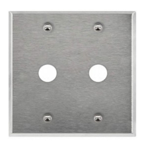 2-Gang 0.625" Dia. Hole Telephone/Cable Outlet Wall Plate Stainless Steel