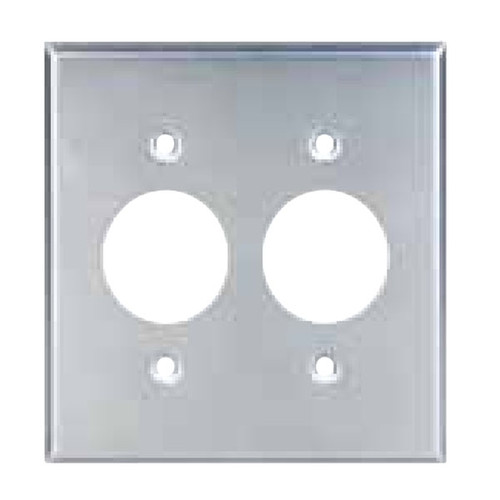 2-Gang Single Receptacle Wall Plate 1.406" Dia Hole Stainless Steel