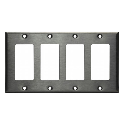 Enerlites Commercial 4-Gang Decorator/GFCI Metal Plate Stainless Steel