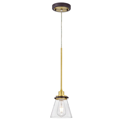 Sunpark Electronics, LED Pendant P493D, Brushed Brass/Oil Rubbed Bronze, Clear Glass, Dimmable