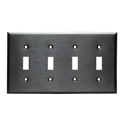 Enerlites Commercial 4-Gang Toggle Switch Wall Plate Stainless Steel