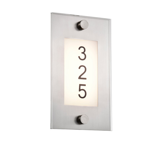 Sunpark Electronics, LED Hotel Room Number Lighting Sconce W160D, Satin Nickel with Braille Option