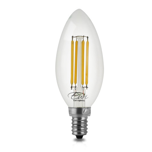 Euri Lighting, VB10, Clear Glass B10 LED Bulb, 2700K Warm White, 500lm