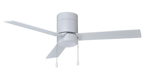 Sabio 3-Blade 52In Sweep Hugger, Brushed Nickel with White Blades - Energy Star, Integrated LED Light Kit