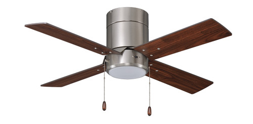 RP Lighting and Fans, Metalis Series, 42-inch Sweep Hugger Ceiling Fan with Integrated Light Kit, Brushed Nickel