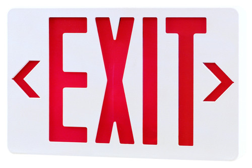 Standard White with Red Lettering Exit Sign