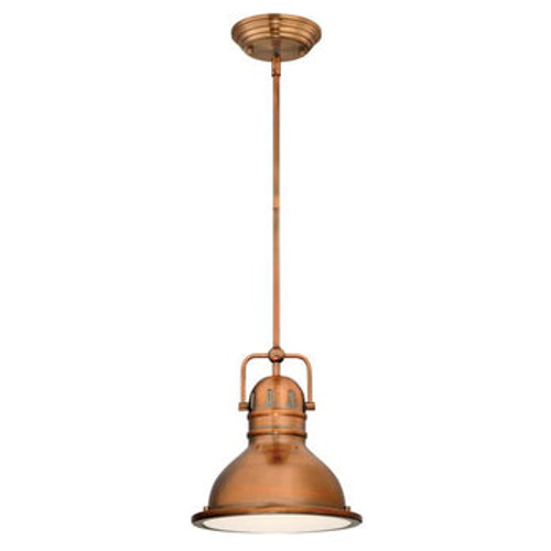 Boswell, LED Mini Pendant, Washed Copper Finish, Frosted Prismatic Lens