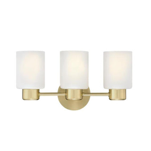 Sylvestre Series, 3-Light Wall Fixture, Champagne Brass Finish, Frosted Glass