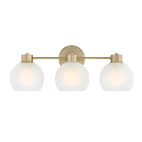 Dorney Series, 3-Light Wall Fixture, Champagne Brass Finish, Frosted Glass