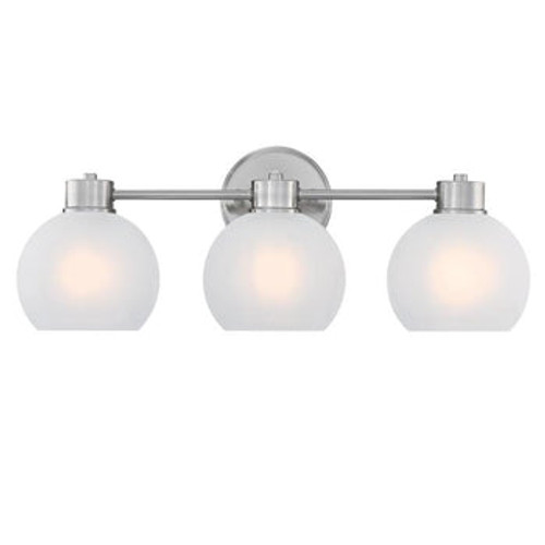 Dorney Series, 3 Light Wall Fixture, Brushed Nickel Finish, Frosted Glass