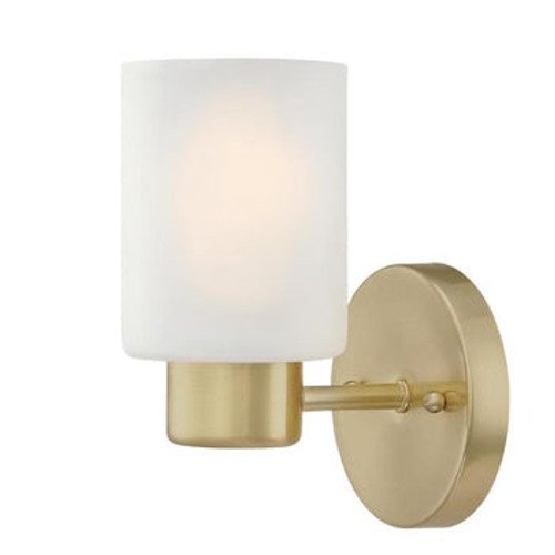 Sylvestre, 1-Light Wall Fixture, Champagne Brass Finish, Frosted Glass