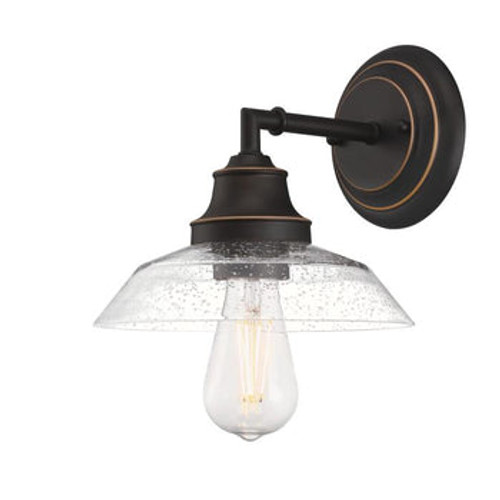 Iron Hill, 1 Light Wall Fixture, Oil Rubbed Bronze Finish with Highlights, Clear Seeded Glass