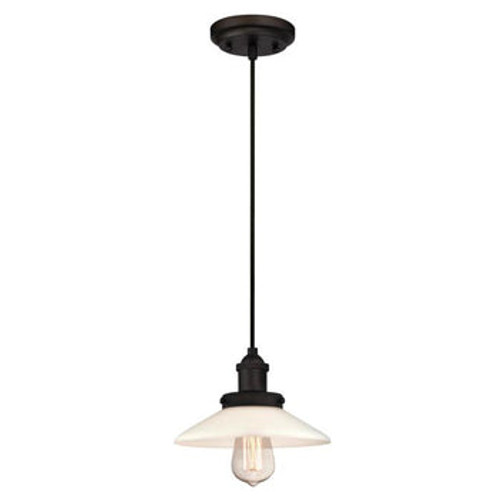 Abigail Series, Oil Rubbed Bronze Finish with Frosted Opal Glass, Pendant Light