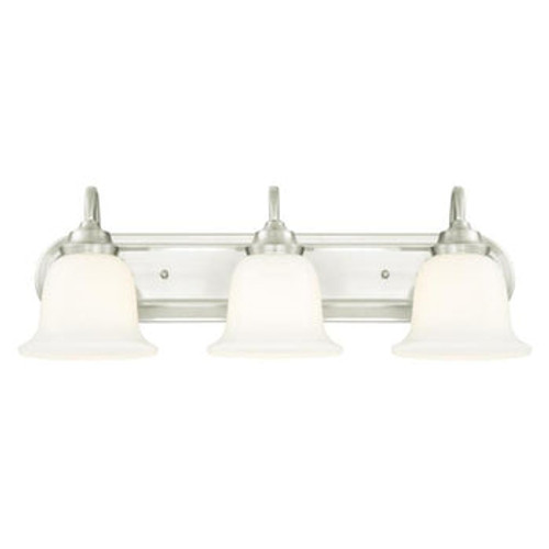 Harwell, 3 Light Wall Fixture, Brushed Nickel Finish with White Opal Glass