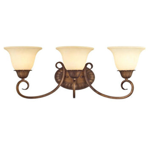 Regal Springs, 3-Light Wall Fixture, Ebony Gold Finish with Burnt Scavo Glass
