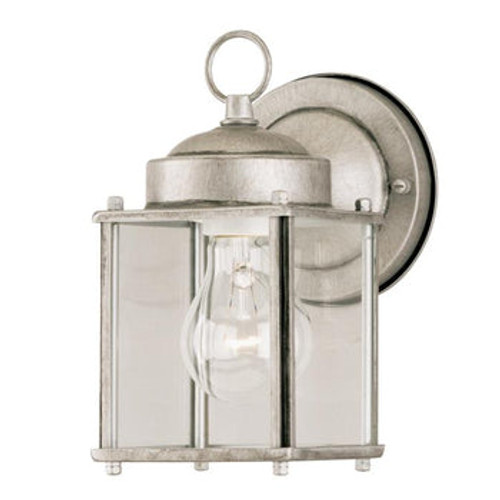 Wall Fixture, Antique Silver Finish, Clear Glass Panels