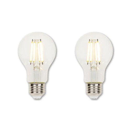6.5W A19 LED Filament Bulb, Dimmable, Clear, 2700K, 2-Pack