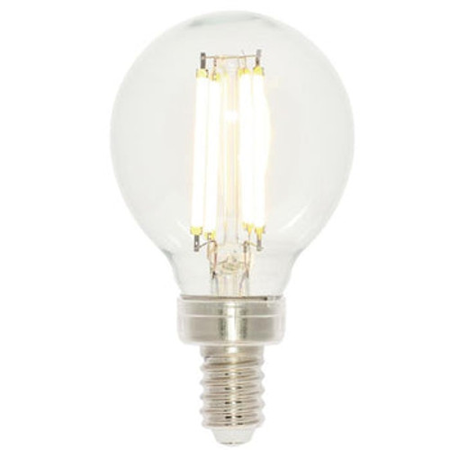 G16.5 Filament LED Bulb, Dimmable, Clear, Warm White, 2700K, 500 Lumens, 4.5 Watts