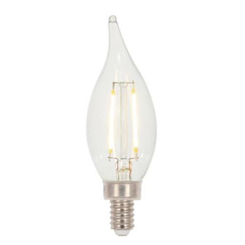 CA11 Filament LED Bulb, 3.3W (40W Equivalent), E12 Base, Dimmable, 2700K, 300 Lumens, Clear Finish