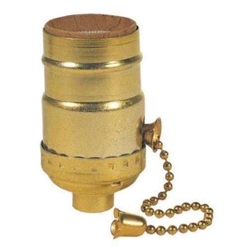 On/Off Pull Chain Socket, Brass Finish
