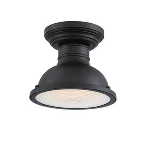 Semi-Flush Mount Light, Textured Black Finish, Frosted Prismatic Lens, 9 in., Orson Series