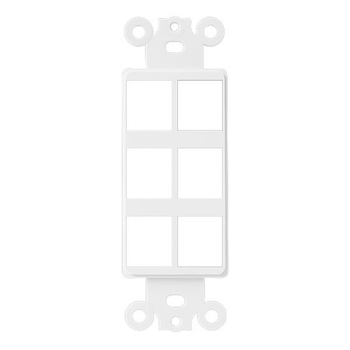 Decorator Adapter, 6-Port Keystone Plate, Thermoplastic, White