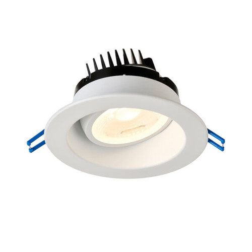 4" Round Regressed Gimbal LED High Output, 15W, 3000 to 1800K Dim to Warm, White Finish