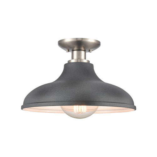 Grenville 13'' Wide Semi Flush Mount - Brushed Nickel with Gray