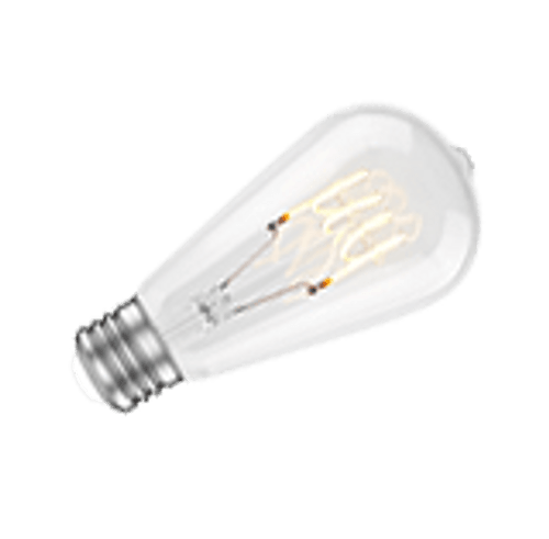 LED Filament A50 Clear, 4.5W, 2100K, Dimmable