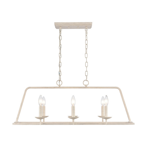 Joanie 34-inch Wide 6-Light Linear Chandelier, Antique White