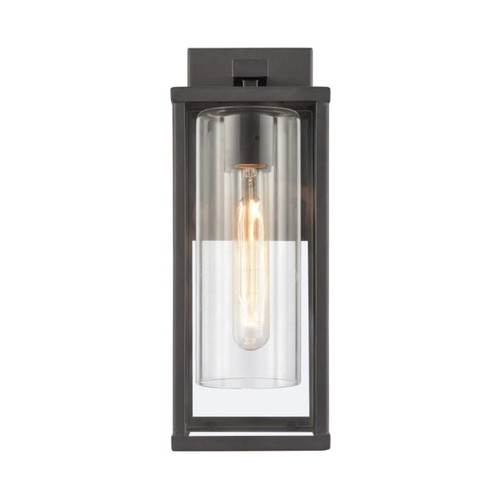 Augusta 13.75'' High 1-Light Outdoor Sconce, Matte Black, Aluminum/Steel, Clear Glass Shade