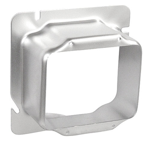 6" Square Two Gang Device Ring, 2" Raised