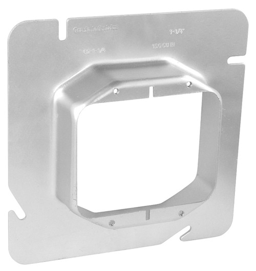 5" Square Two Gang Device Ring, 1" Raised