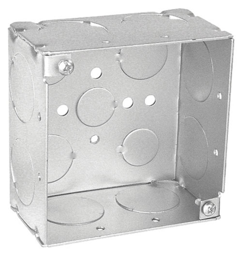 4" Square Box, 2-1/8" Deep, Welded with Conduit Knockouts