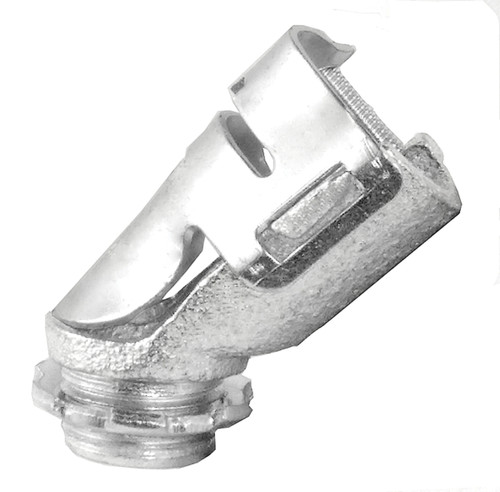 1/2" MC Connector, 45° Squeeze, Zinc Die Cast/Steel