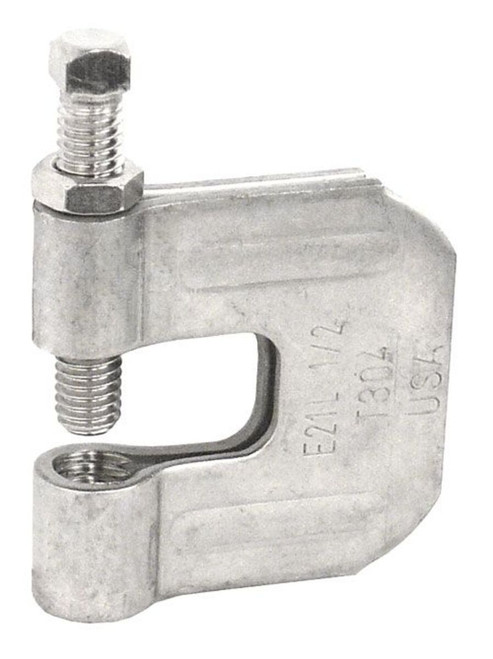 Stainless Steel Beam Clamp, C Style, 1/2-13 Thread, Vertical Load Support