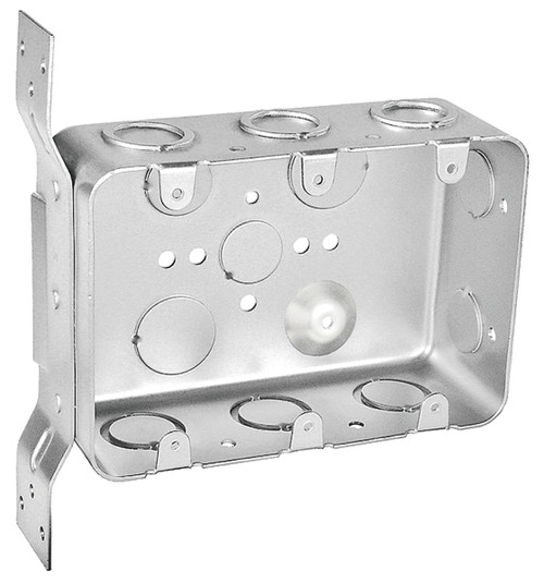 Three Gang Bracketed Switch Box, 2-1/8" Deep, with Conduit Knockouts