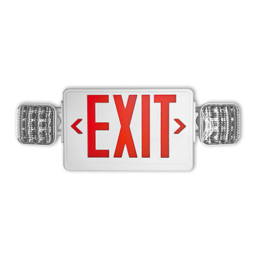 All LED Exit & Emergency Thermoplastic Combo, 2 Faces, Green Lettering, Black Housing, Remote Capacity