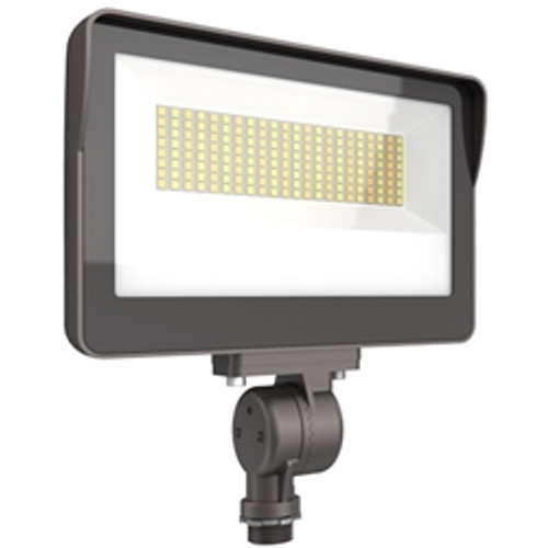 35W-60W Selectable LED Flood Light, 2700-4500K CCT, Dimmable, Knuckle Mount, Photocell, 120-277V